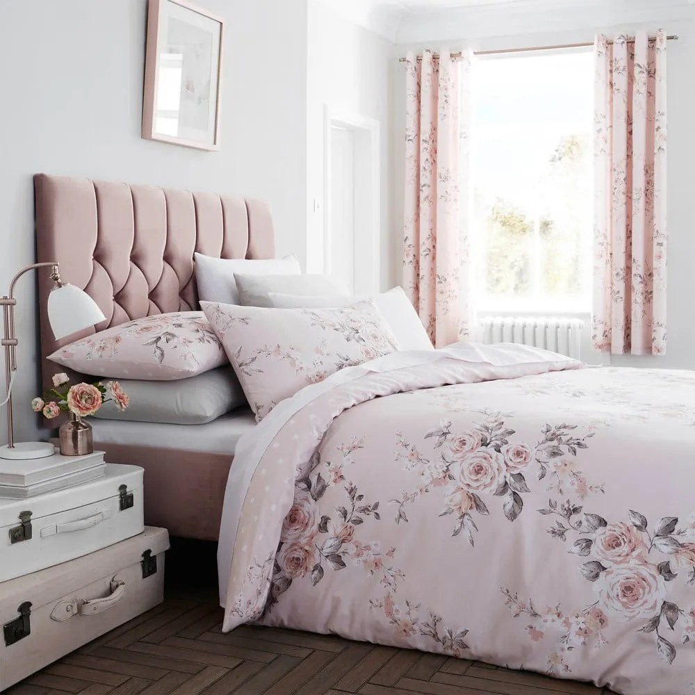 Biancheria da letto rosa con motivo floreale Rose, 200 x 200 cm Canterbury - Catherine Lansfield