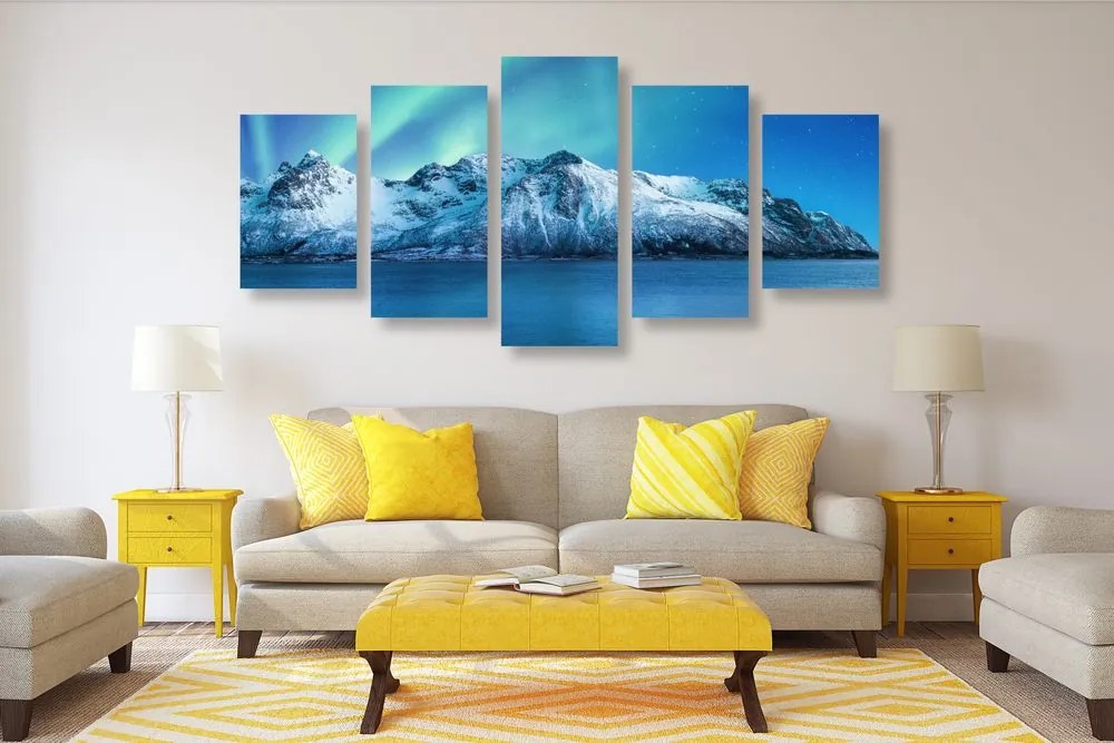 Quadri 5 pezzi – Aurora boreale artica