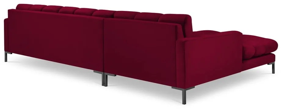 Divano angolare in velluto rosso, angolo sinistro Bali - Cosmopolitan Design
