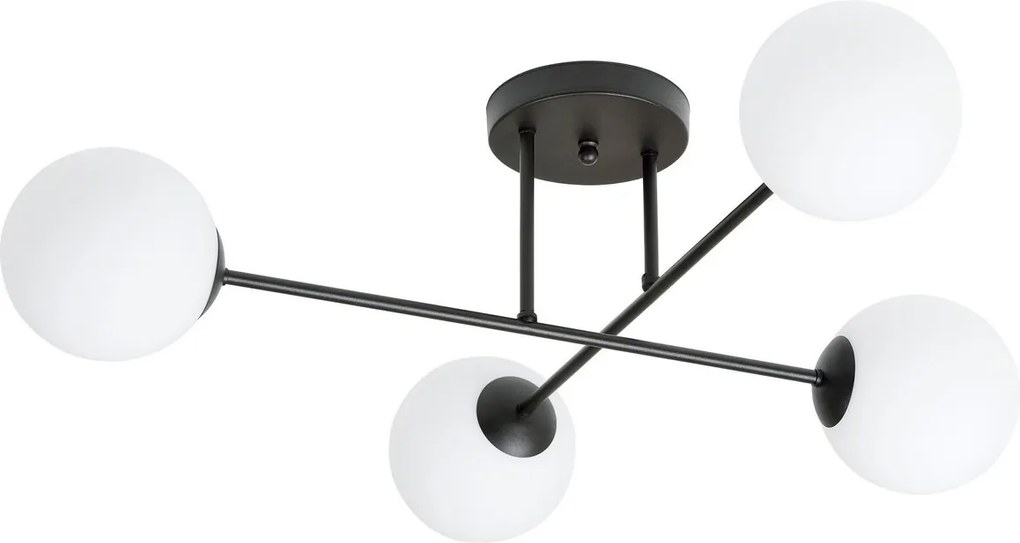 Lampadario da Soffitto in Acciaio ROMA 4 Nero 4xE14