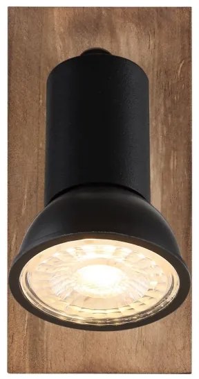Globo 57998-1W - Faretto da parete DREW 1xGU10/35W/230V legno/nero