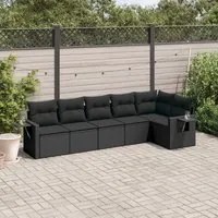 Set Divano da Giardino 6 pz con Cuscini Nero in Polyrattan 3252522