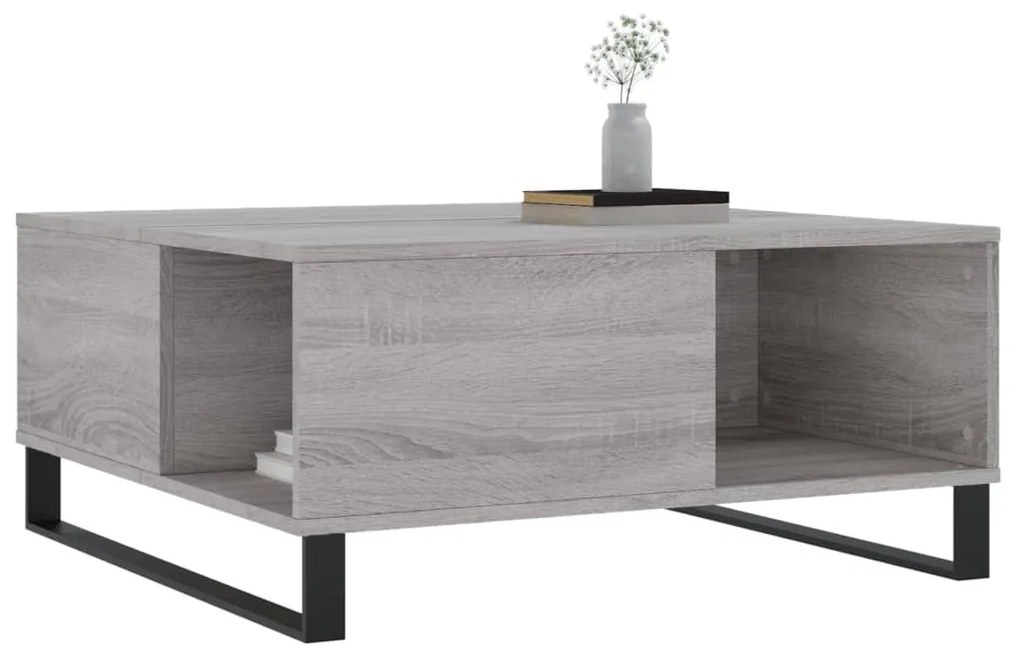 Tavolino salotto grigio sonoma 80x80x36,5 cm legno multistrato