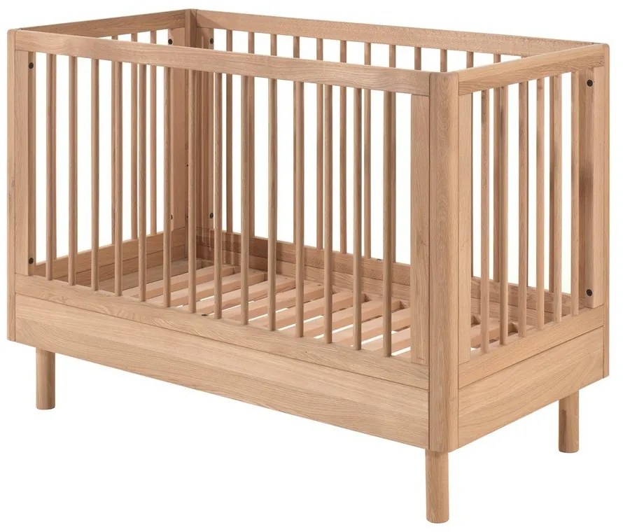 Lettino di colore naturale in rovere massiccio con altezza regolabile 60x120 cm Forrest – Vipack