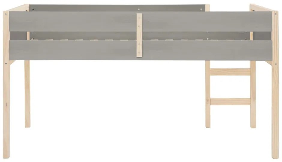 Letto a soppalco colore grigio-naturale in legno di pino per bambini 90x200 cm Square - Støraa