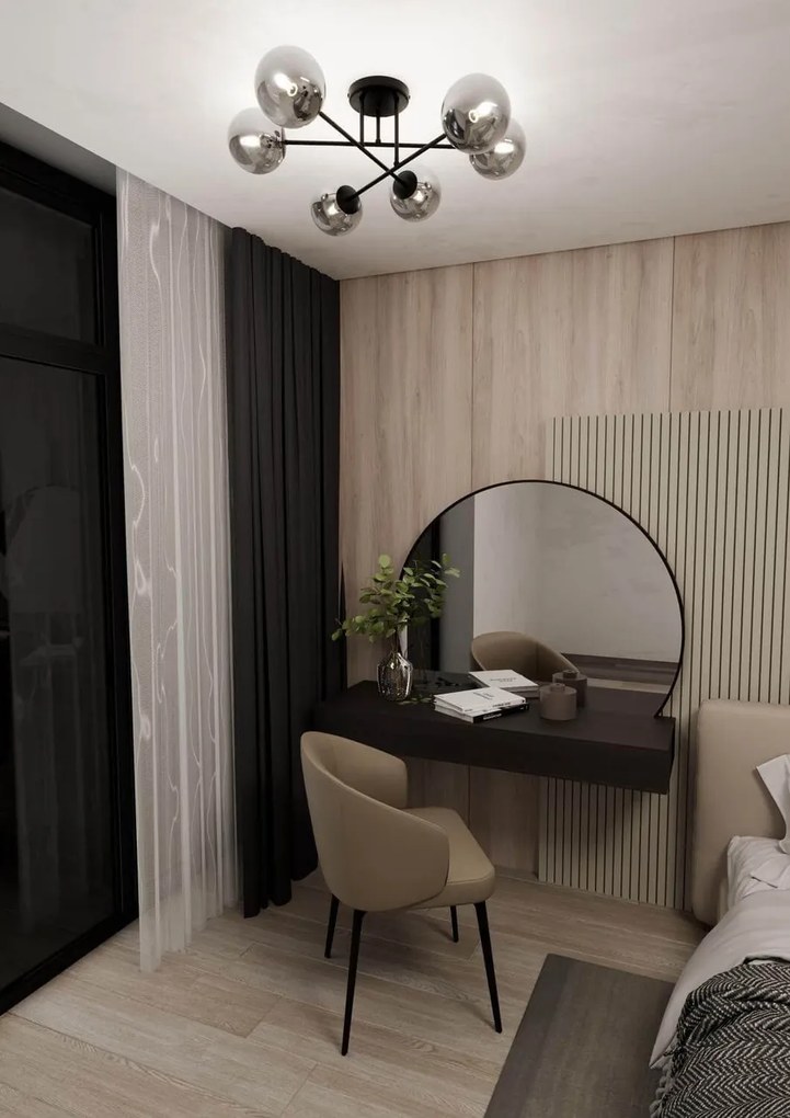 Lampadario Roma 6 Nero con sfere Grafite E14 da soffitto