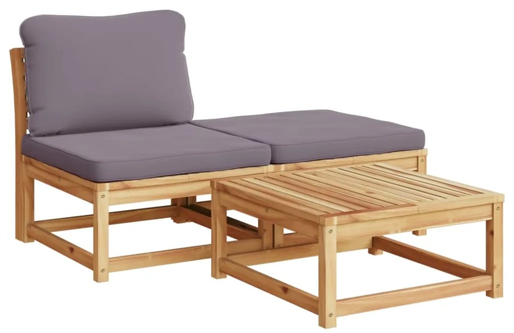 Set salotto da giardino 11 pz con cuscini legno massello acacia