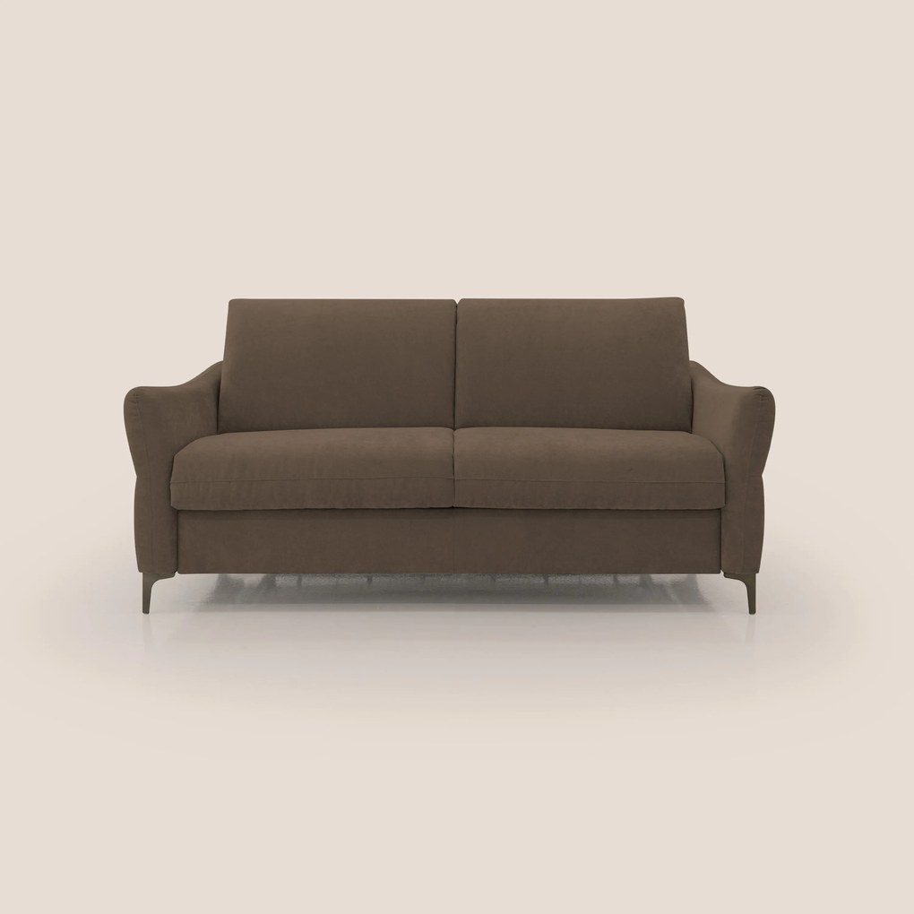 Dalia divano letto con materasso H18 cm e piedi alti in raffinato tessuto smacchiabile T17