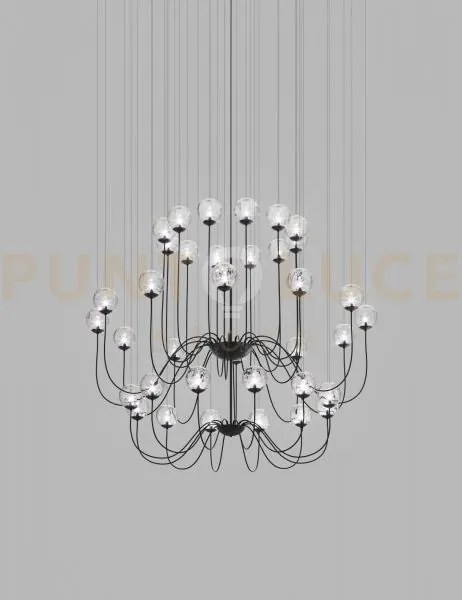Puppet sospensione 36p cristallo trasparente nero opaco 36 luci att...