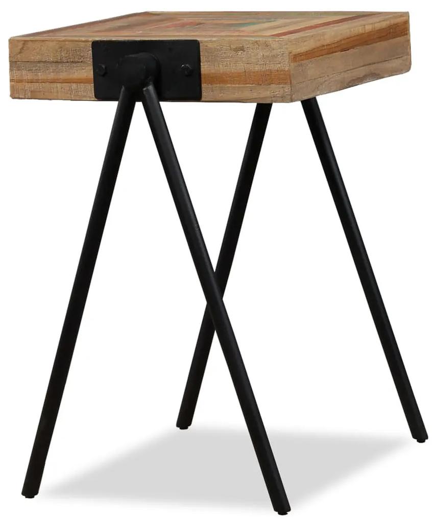 Tavolino laterale in legno massello di teak di recupero