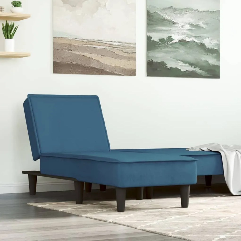 Chaise Longue İn Velluto Blu /