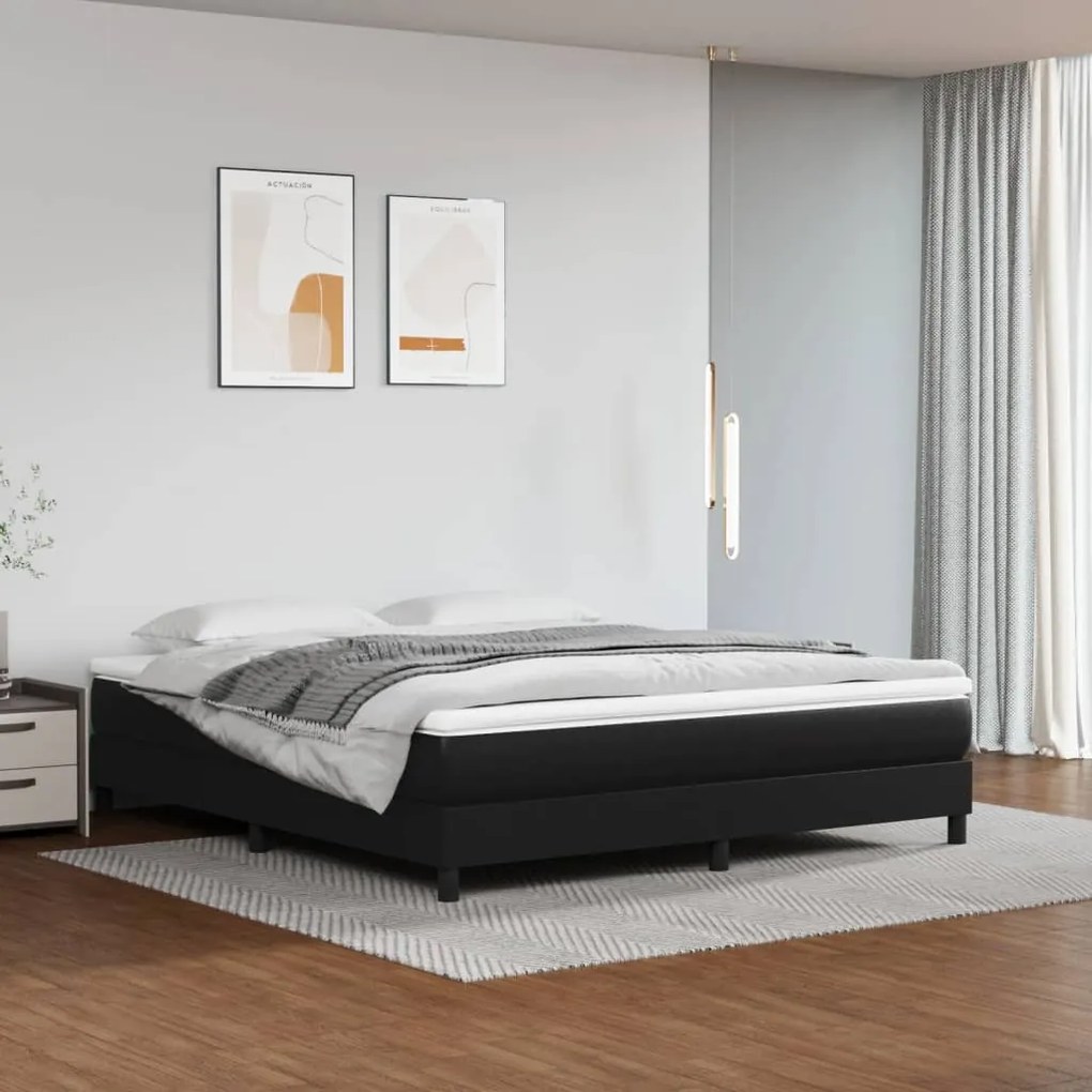 Giroletto A Molle Con Materasso Nero 160x200 Cm İn Similpelle /
