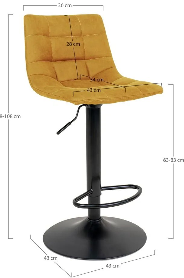 Sgabelli da bar gialli in set di 2 88 cm Middelfart - House Nordic