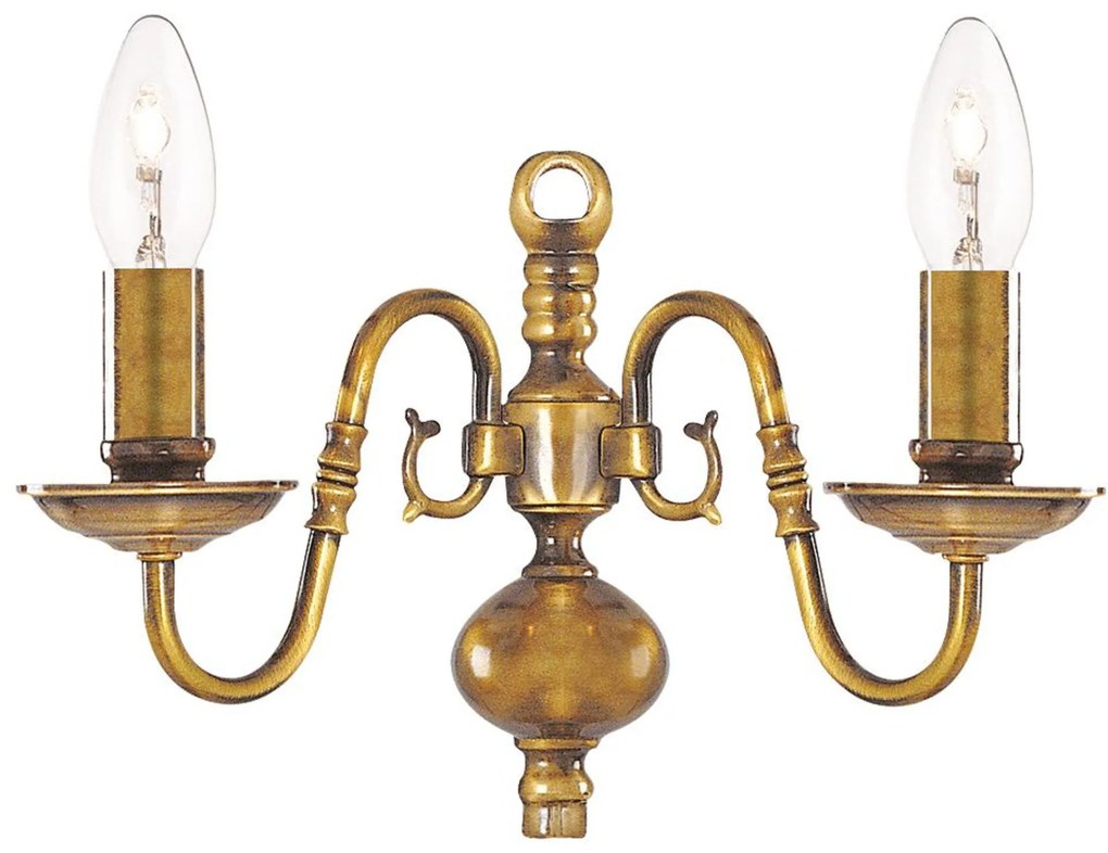 Applique Classica Fiammingo Ottone 2 Luci E14