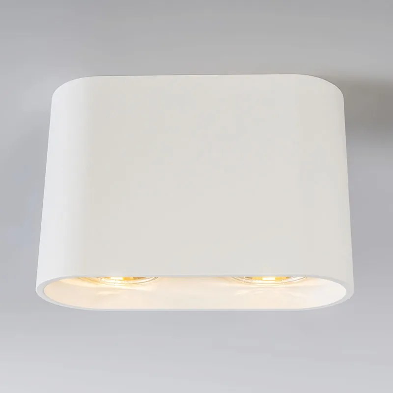 Faretto moderno da superficie bianco 2 luci GU10 50mm - Ronda