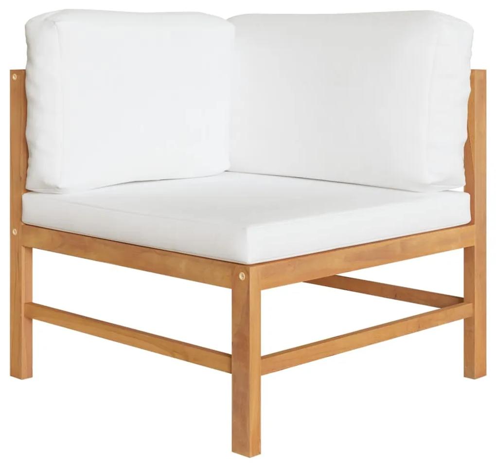 Set divani da giardino 4pz cuscini crema legno massello di teak