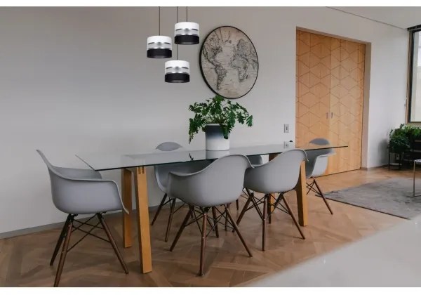 Lampadario a sospensione con filo CORAL 3xE27/60W/230V nero/bianco/cromo diametro 45 cm