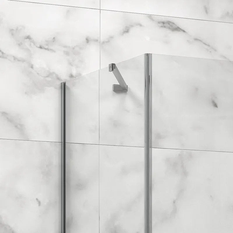 Kamalu - Box doccia 90x80 telaio acciaio spazzolato porta battente laterale fisso 90cm| KT1000SAS
