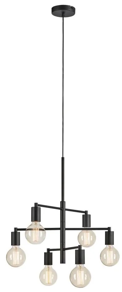 Markslöjd 108717 - Lampadario a sospensione con filo CIELO 6xE27/40W/230V nero