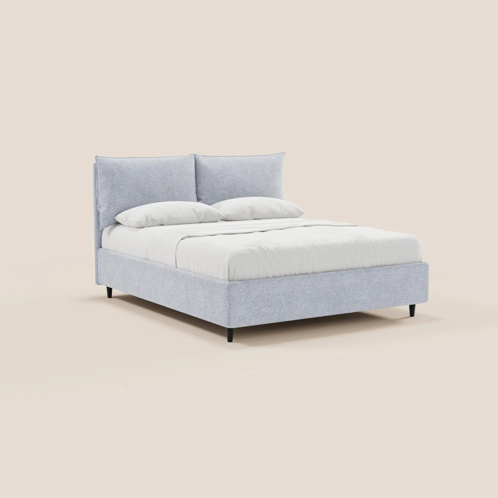 ZAYRON letto imbottito con vano contenitore e morbidi cuscini regolabili - design moderno in tessuto certificato Oeko-Tex®