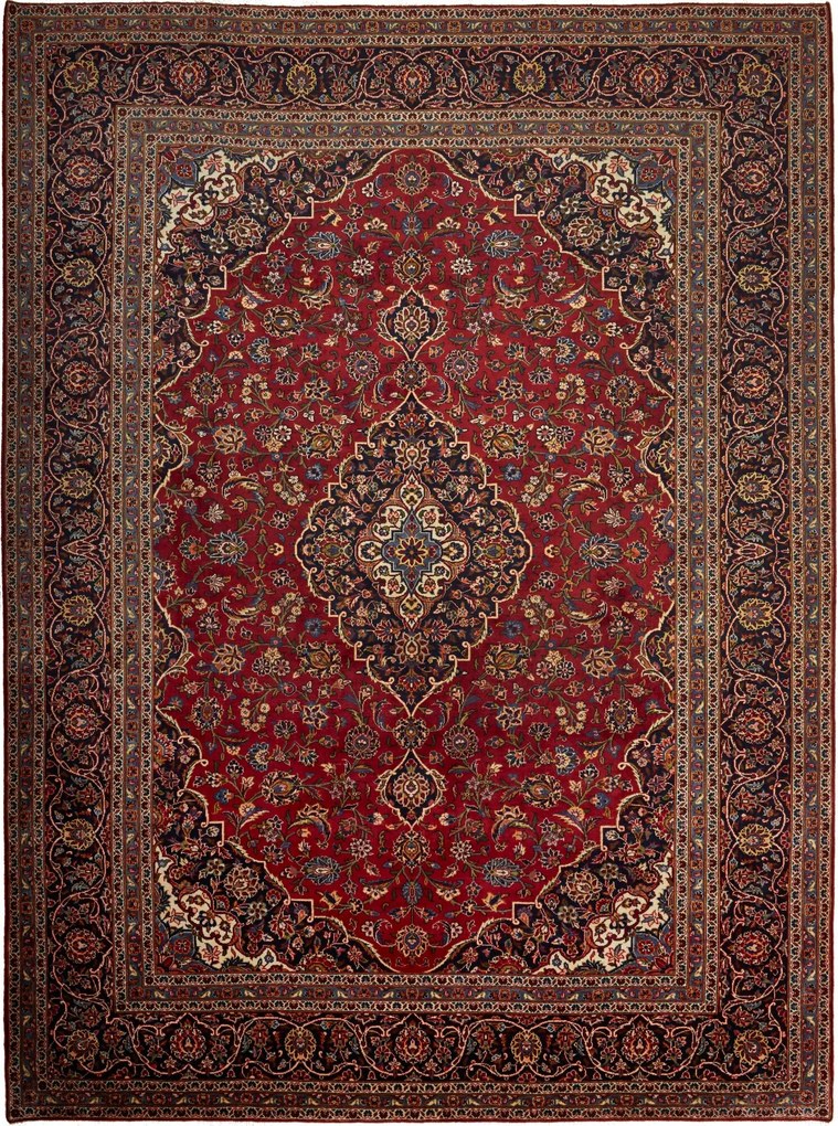 Kashan Tappeto persiano 400x300 Blu (Iran) Annodato A Mano