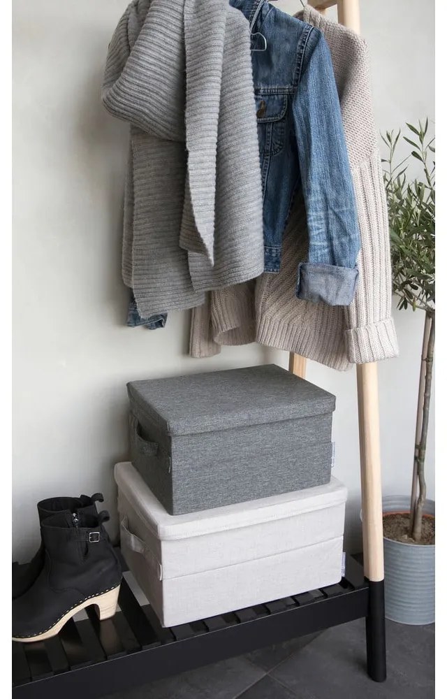 Scatola con coperchio beige in tessuto 40x30x22 cm Soft Storage – Bigso