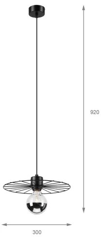 Lampadario a sospensione con filo MONTANA 1xE27/15W/230V diametro 30 cm nero