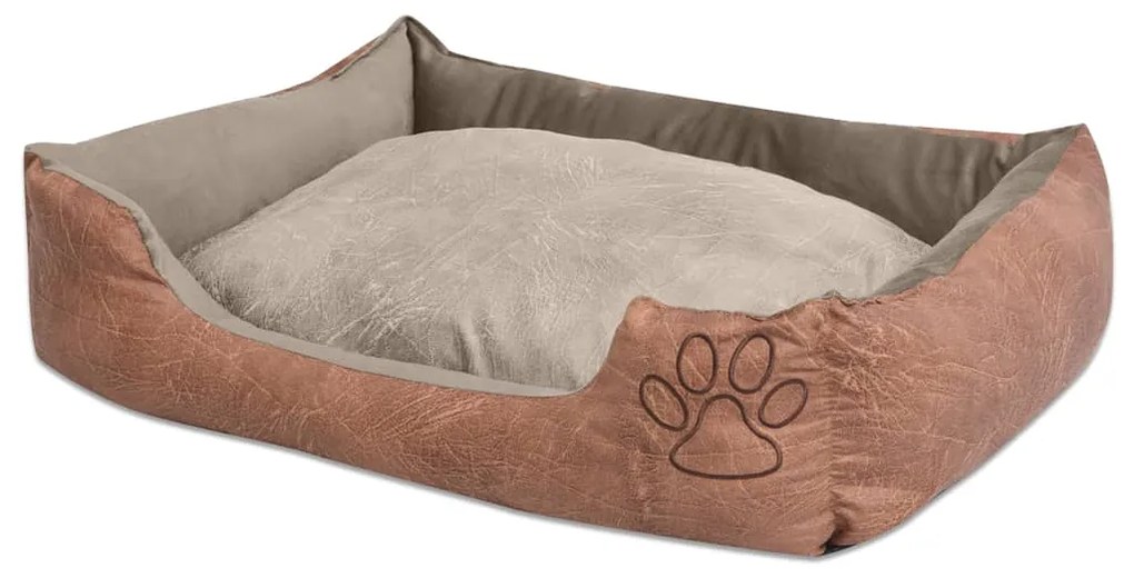 Cuccia per cani con cuscino in pelle sintetica taglia l beige