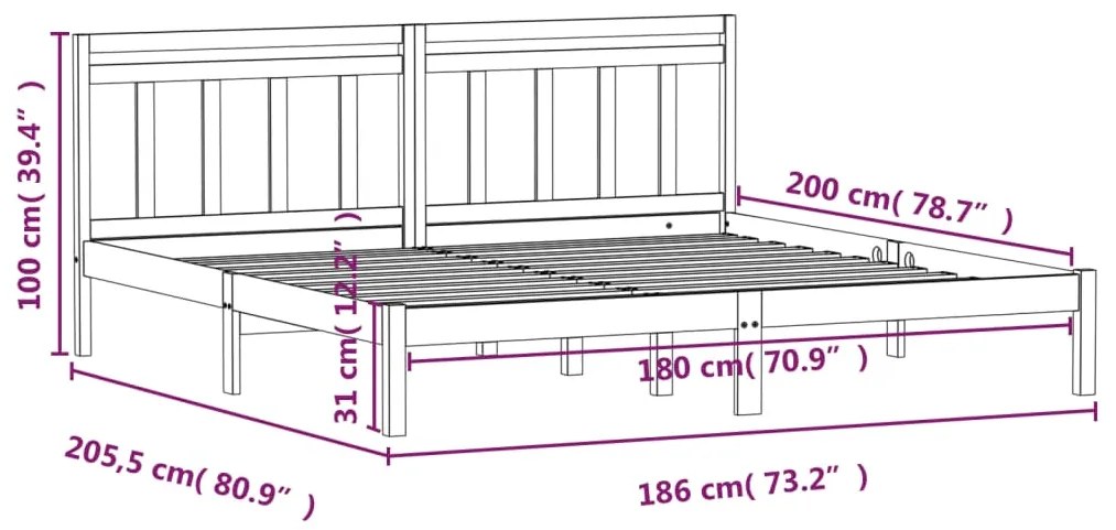 Giroletto Grigio 180x200 cm Super King in Legno Massello