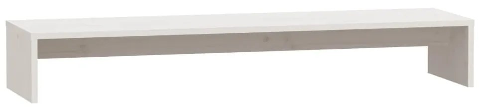 Supporto per monitor bianco 100x27x15 cm legno massello di pino
