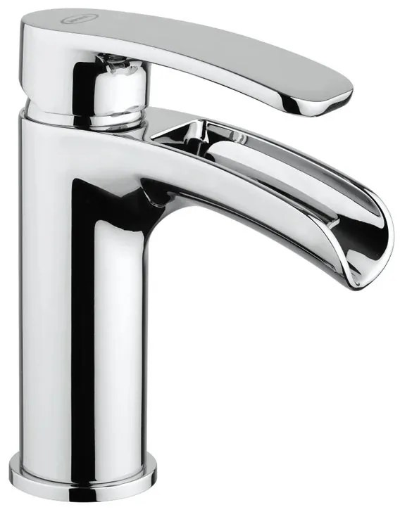 Rubinetto per lavabo a canna media getto a cascata d'acqua Cassandra cromato