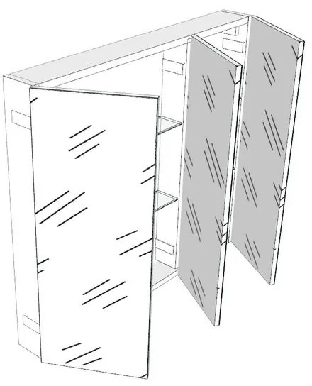 Pensile bagno Easy colore su ordinazione, 3 ante apertura da sinistra P 20 x L 85 x H 75 cm