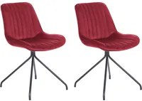 Set di 2 sedie da pranzo imbottite in velluto rosso Sedia da sala da pranzo per interni con gambe in acciaio Decor