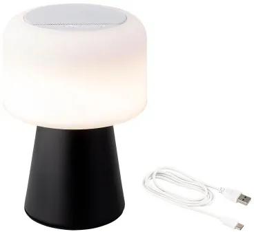 Lampada LED con altoparlante Bluetooth e caricabatterie senza fili Lumineo 894415 Nero 22,5 cm Ricaricabile