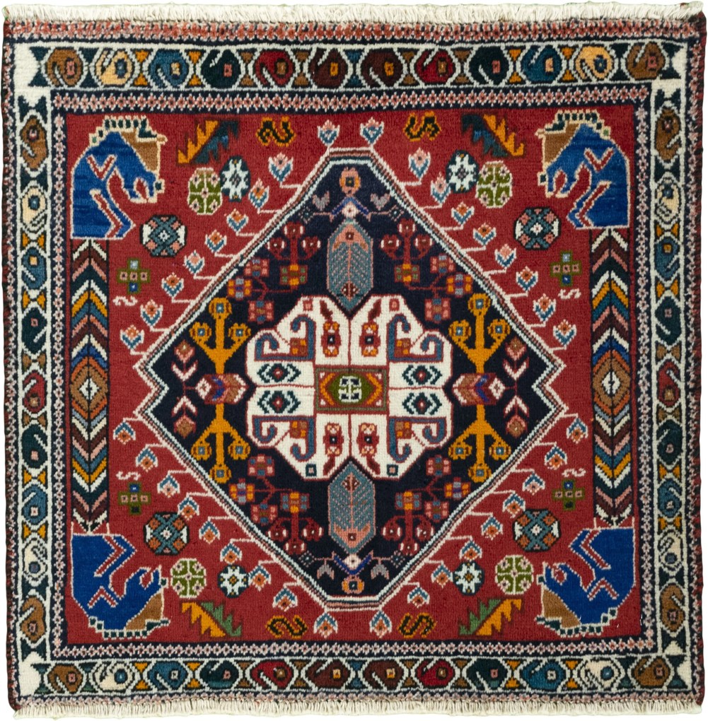 Shiraz Tappeto 70x70 Rosso (Iran) Annodato A Mano