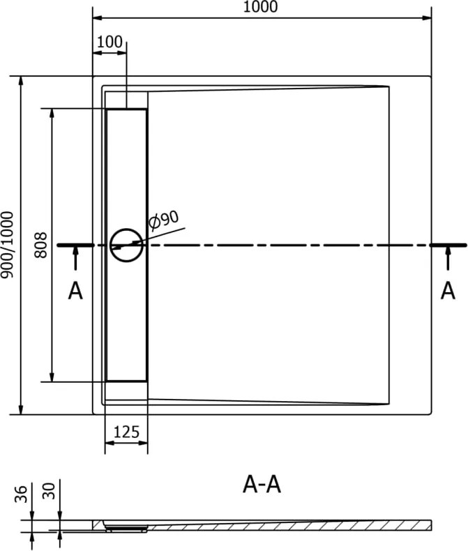 Mexen Amon piatto doccia quadrato SMC 100 x 100 cm, bianco - 4F101010