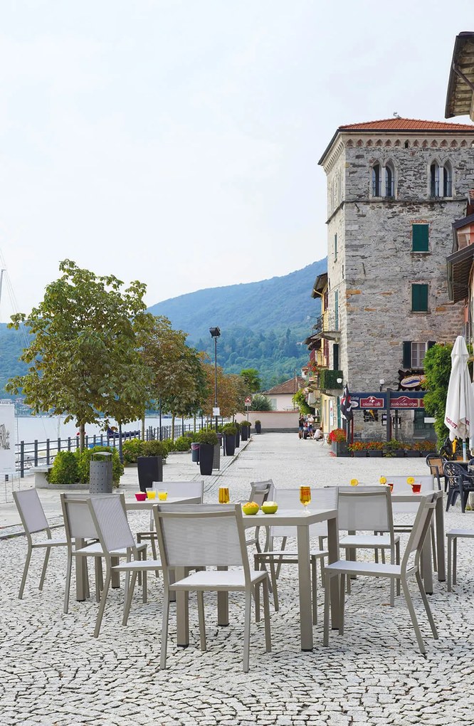 Sedia Impilabile da Giardino 48x57x87 cm in Alluminio Tortora e Textilene Elba Grigio Chiaro...