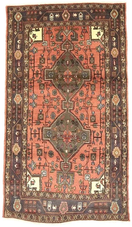 Hamedan Tappeto 100 x 180 Rosso (Iran) Annodato A Mano
