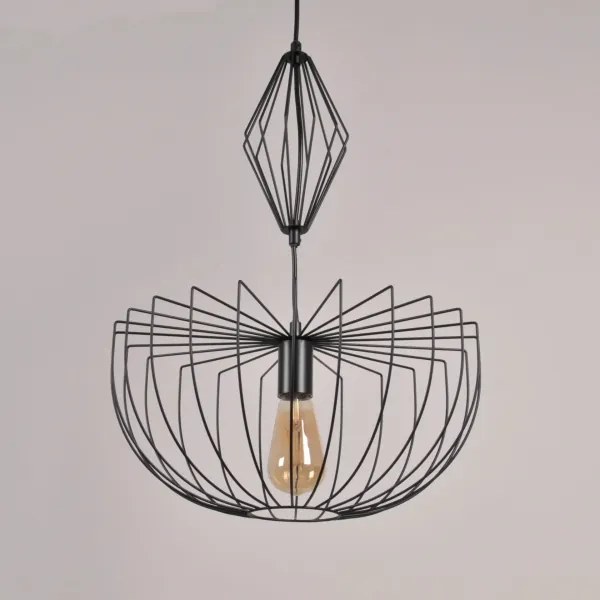 Lampadario a sospensione con filo JASMINA 1xE27/20W/230V diametro 40 cm nero