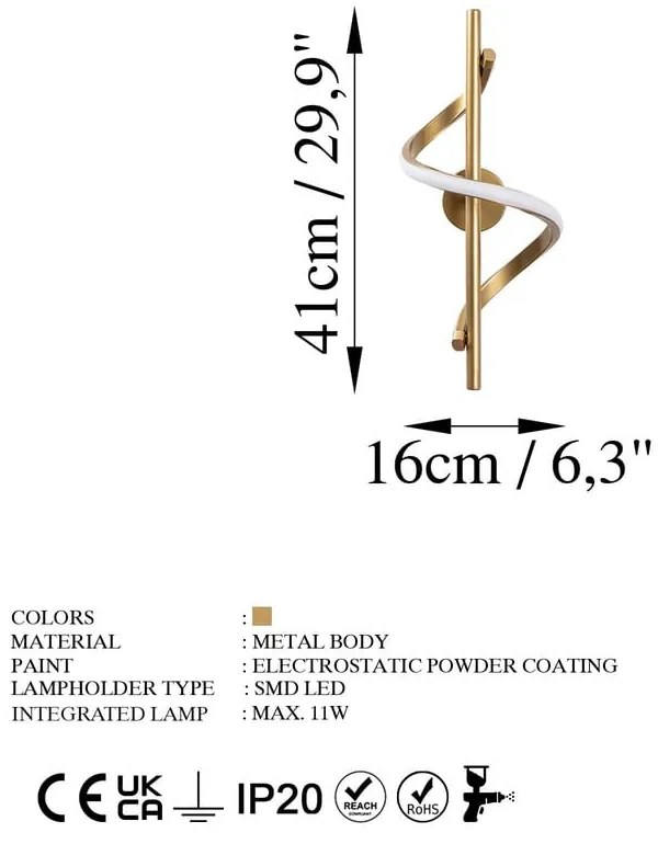 Lampada da parete a LED in oro ø 7 cm Likma - Opviq lights