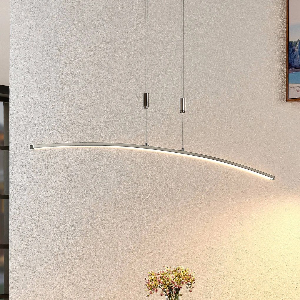 Lindby Phillie sospensione LED, altezza regolabile Lindby, dimmerabile, Alluminio / Grigio / Zincato, Soggiorno / Sala da pranzo, Metallo, Moderno