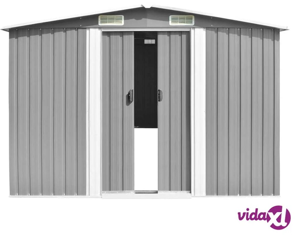 vidaXL Casetta da Giardino 257x489x181 cm in Metallo Grigio