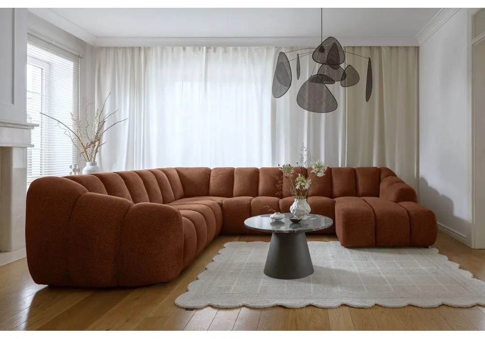 Divano angolare color terracotta (con penisola a sinistra/a U) Shell – Miuform