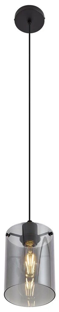 Lampada a sospensione di design nera con vetro fumé - Domo