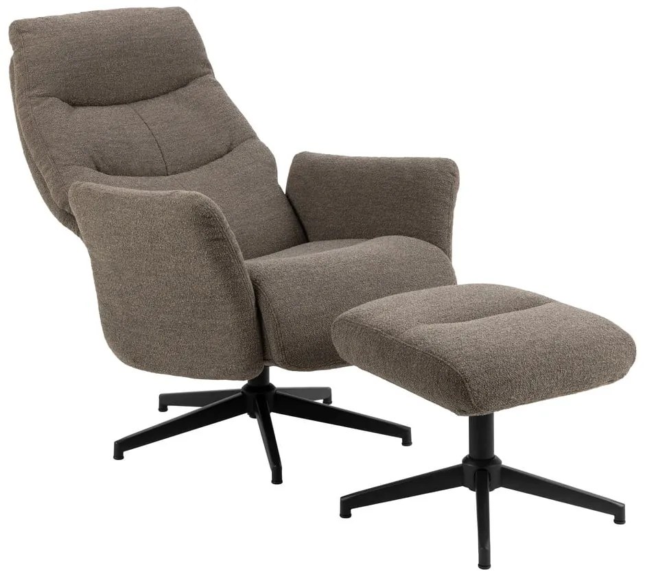 Poltrona relax grigio-marrone in tessuto bouclé London - Actona