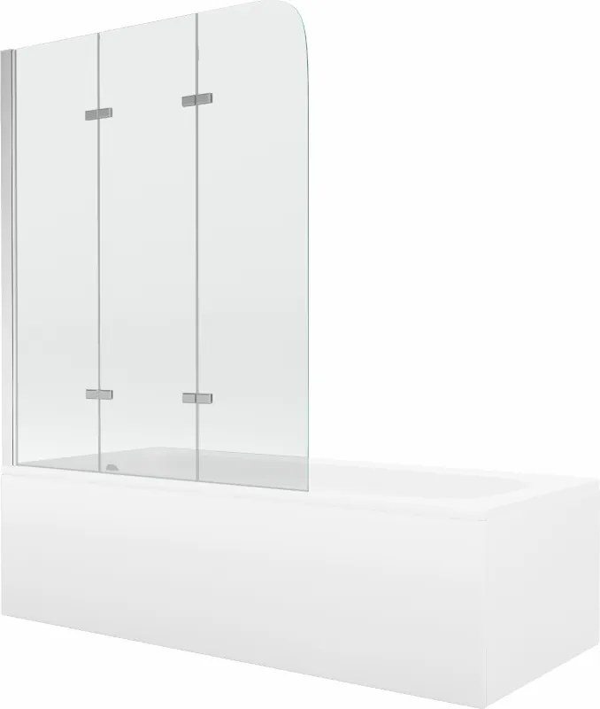 Mexen Vega vasca rettangolare 150 x 70 cm con rivestimento e schermo a 3 ante 120 cm, trasparente, cromo - 550115070X9012030100