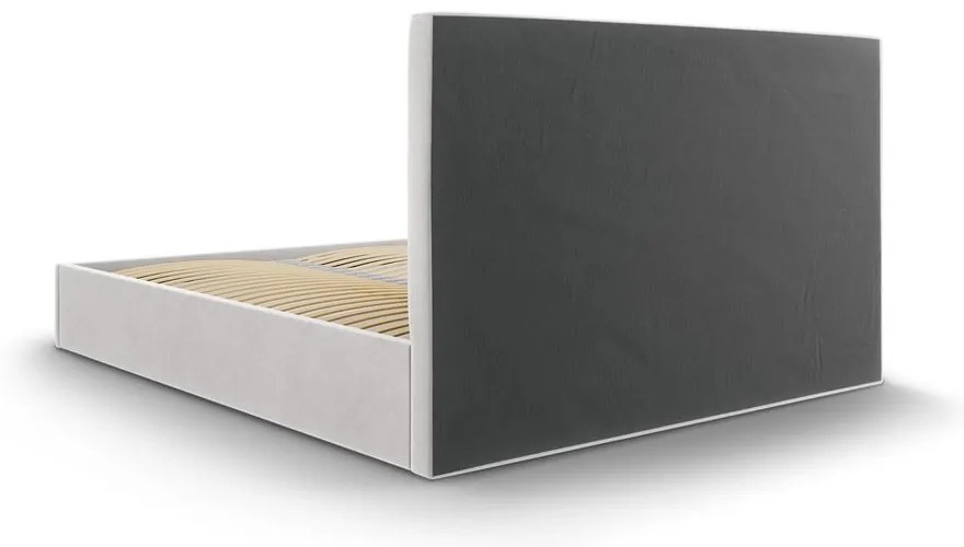 Letto matrimoniale imbottito grigio chiaro con contenitore con griglia 180x200 cm Juniper - Mazzini Beds