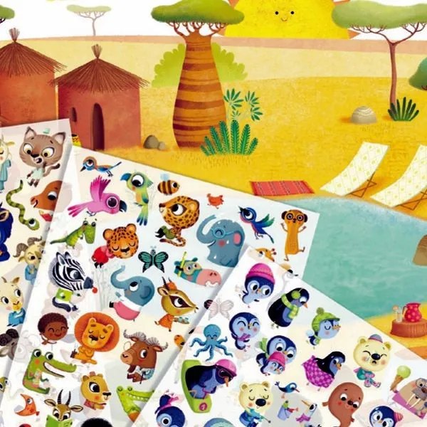 Fogli con decalcomanie - Savannah, il deserto e il Polo Nord