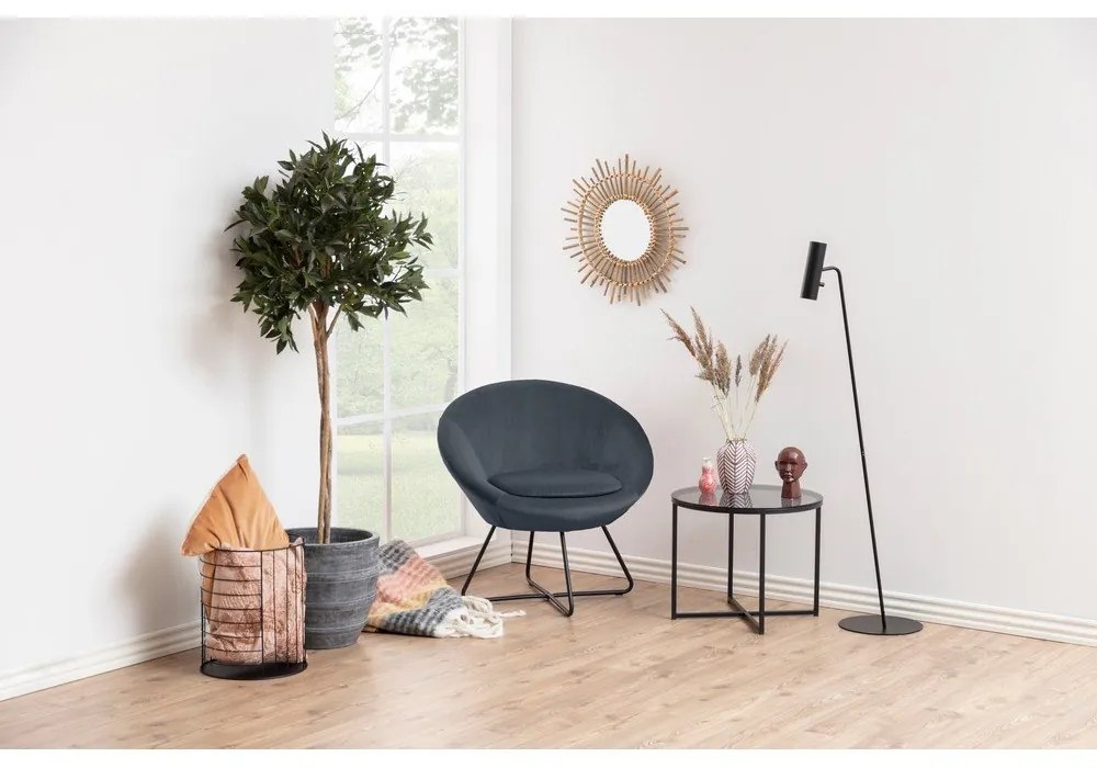 Poltrona in velluto grigio Center - Actona