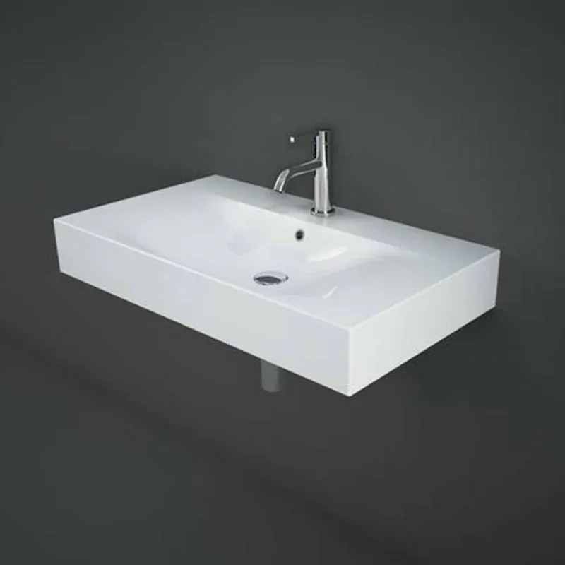 Lavabo sospeso 80cm in ceramica bianca Rak Des
